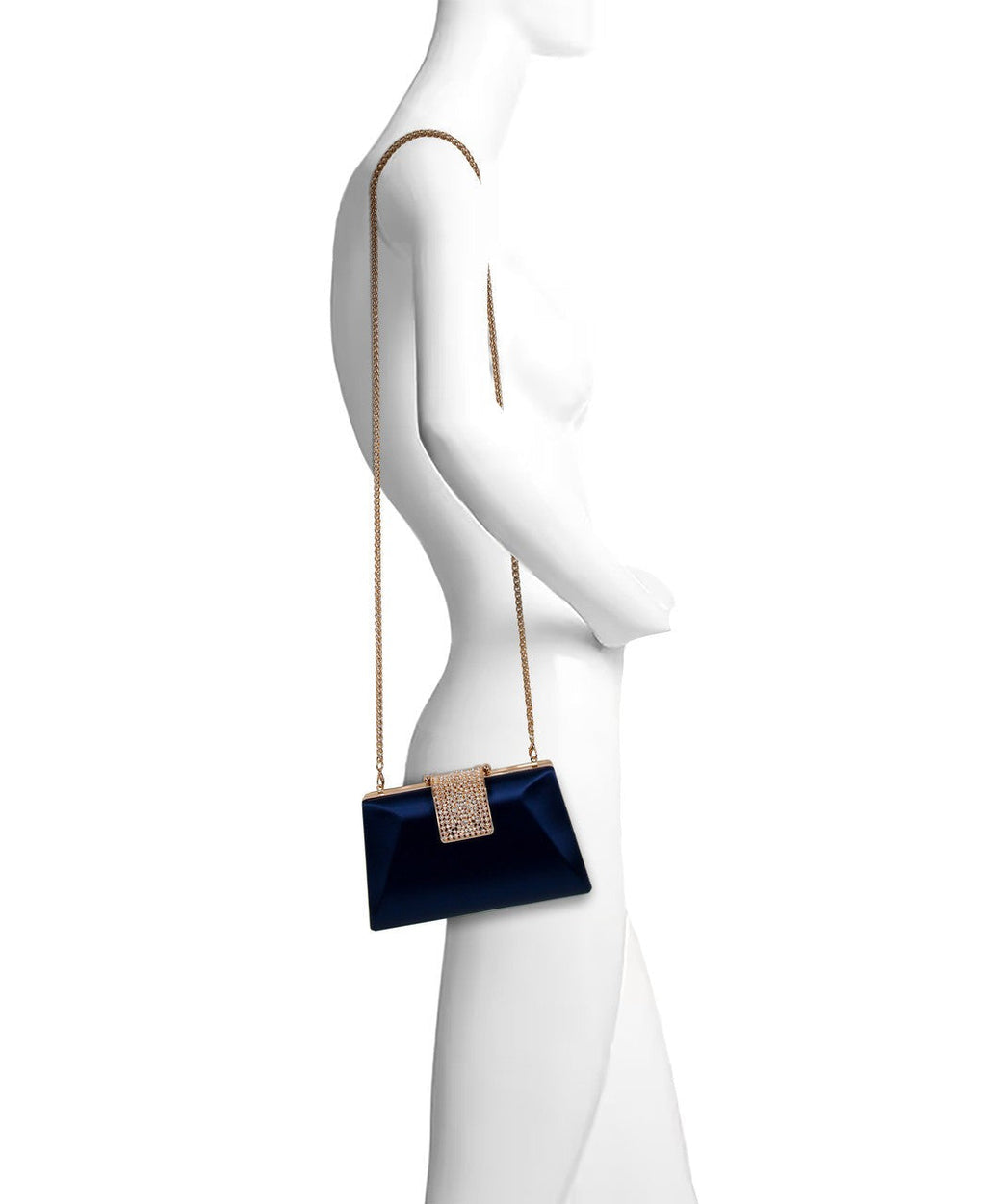 Amira Satin Faceted Trapezoid Minaudiere