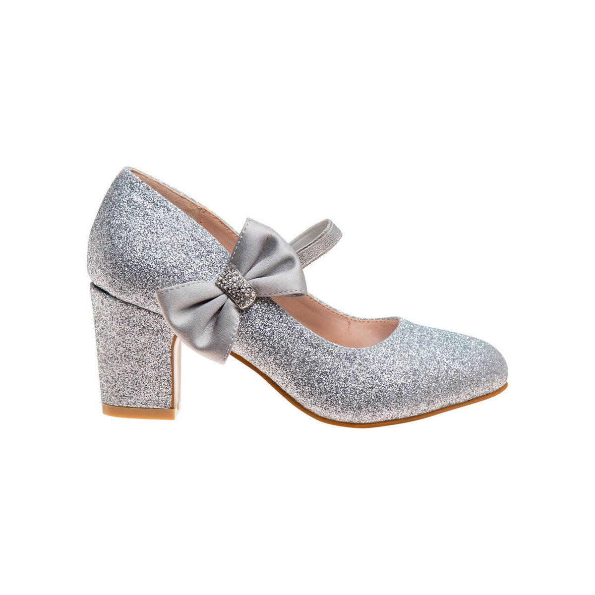 Girls' Glitter Block Heel Dress Shoes