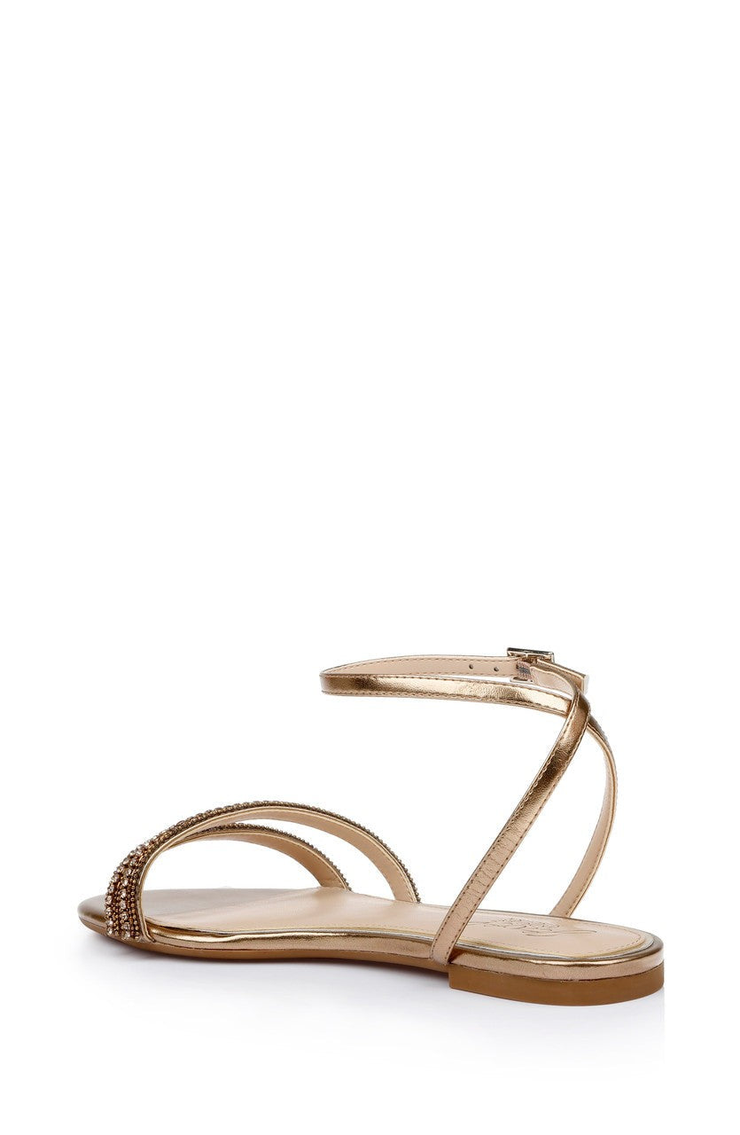 Roslyn Metallic Flat Sandal with Crystals
