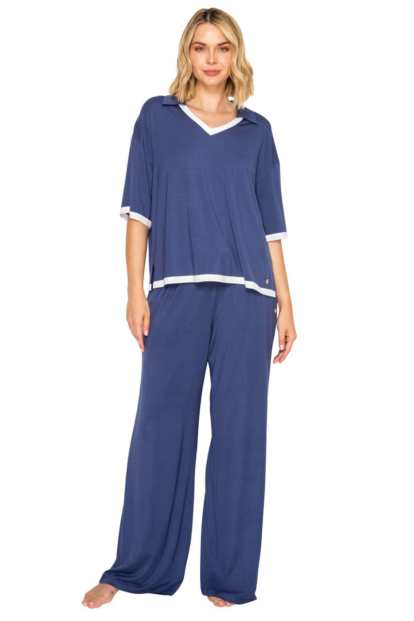 Yummy Modal Blend Short Sleeve & Wide Leg Pant Set