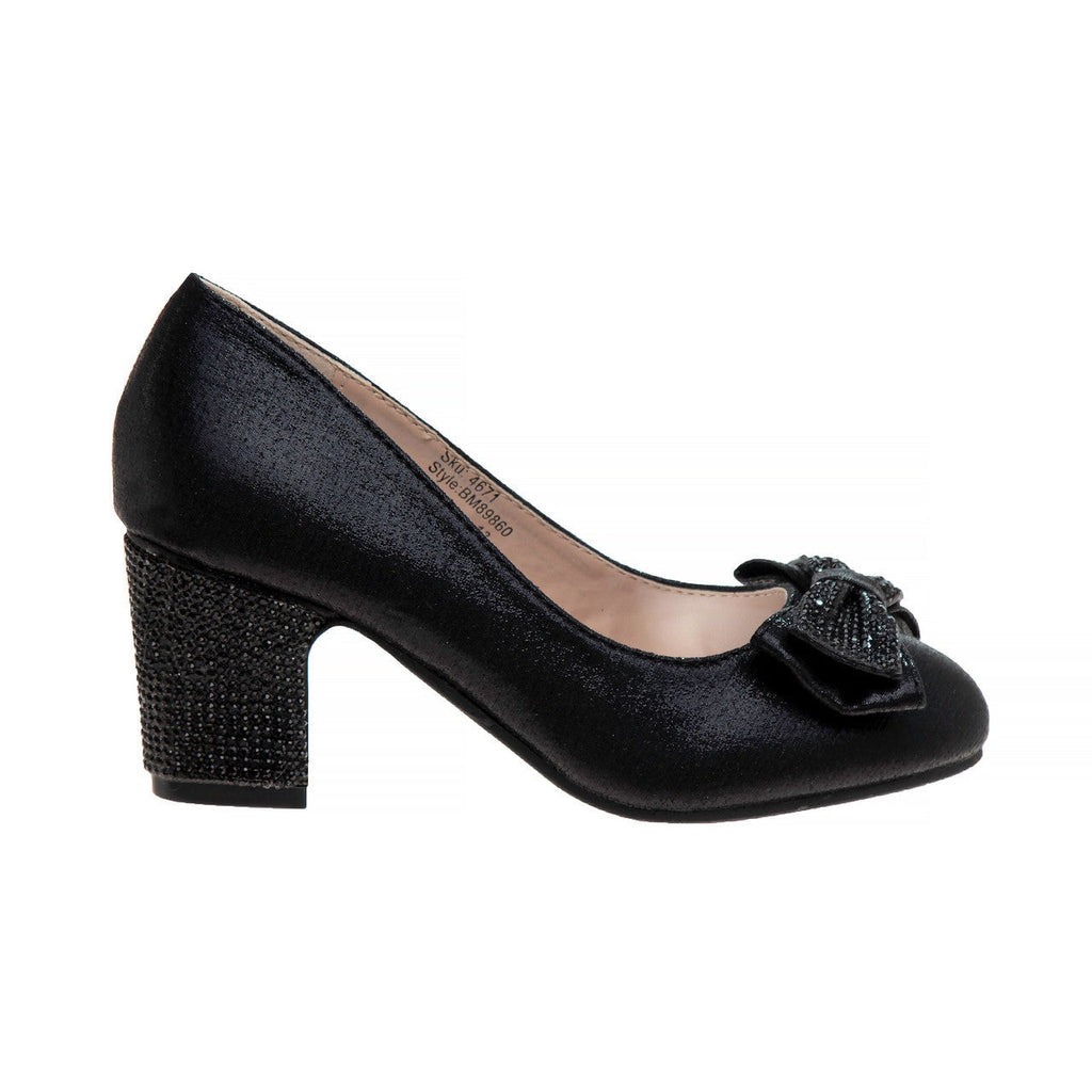 Girls' Sparkle Studded Bow Dress Shoes