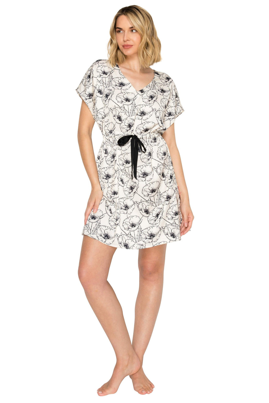 Luxe Floral Satin Dolman Short Kaftan