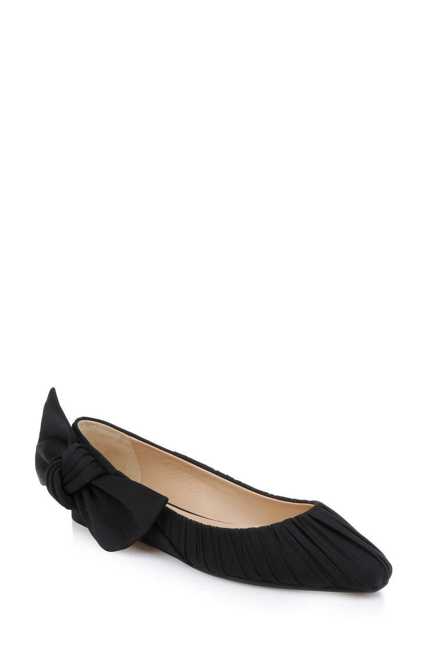 Vayln Ruched Ballet Flats with Oversized Bow
