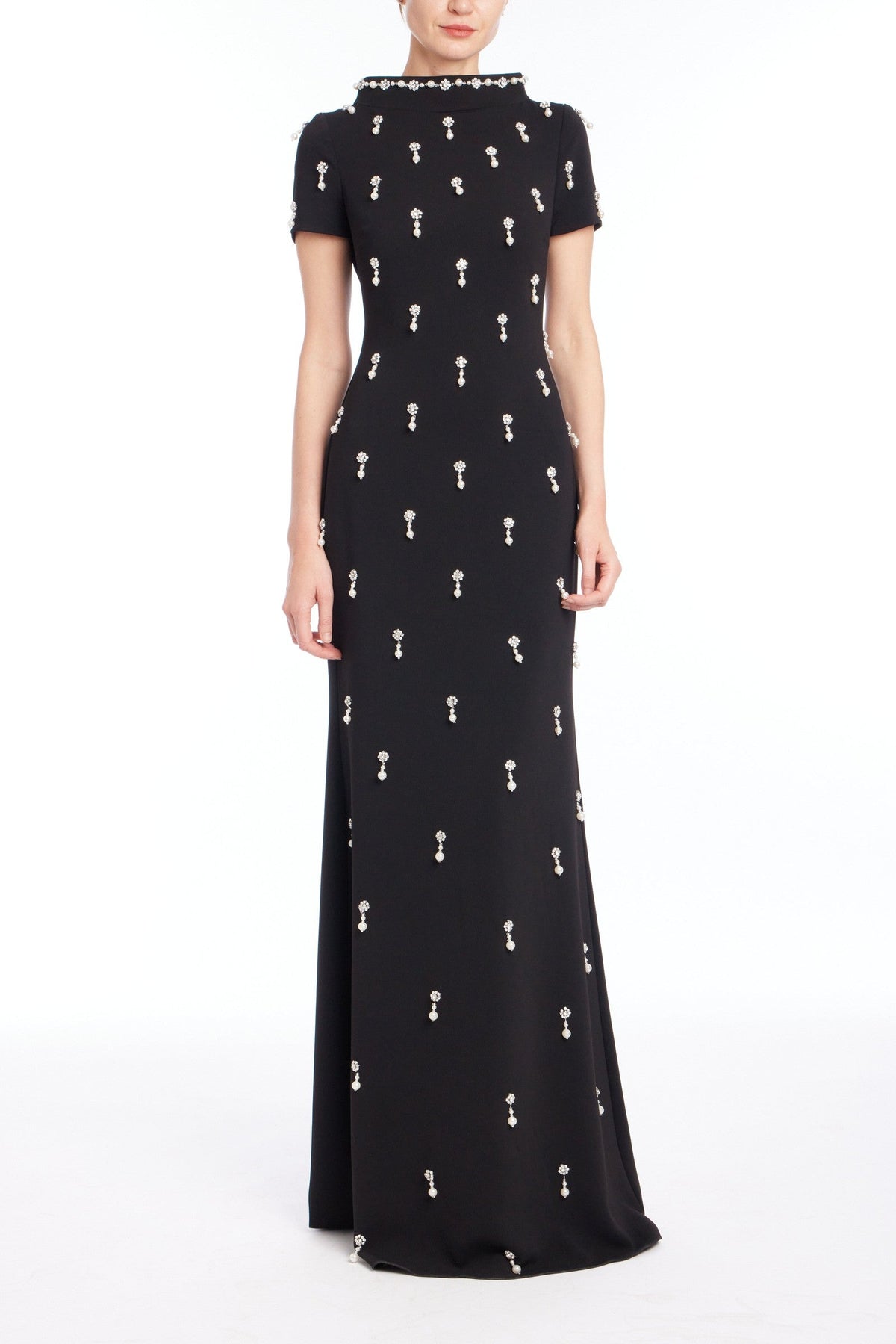 Cap Sleeve Beaded Gown