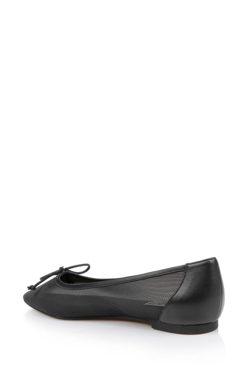 Cam Pointed Toe Leather Flats with Bow