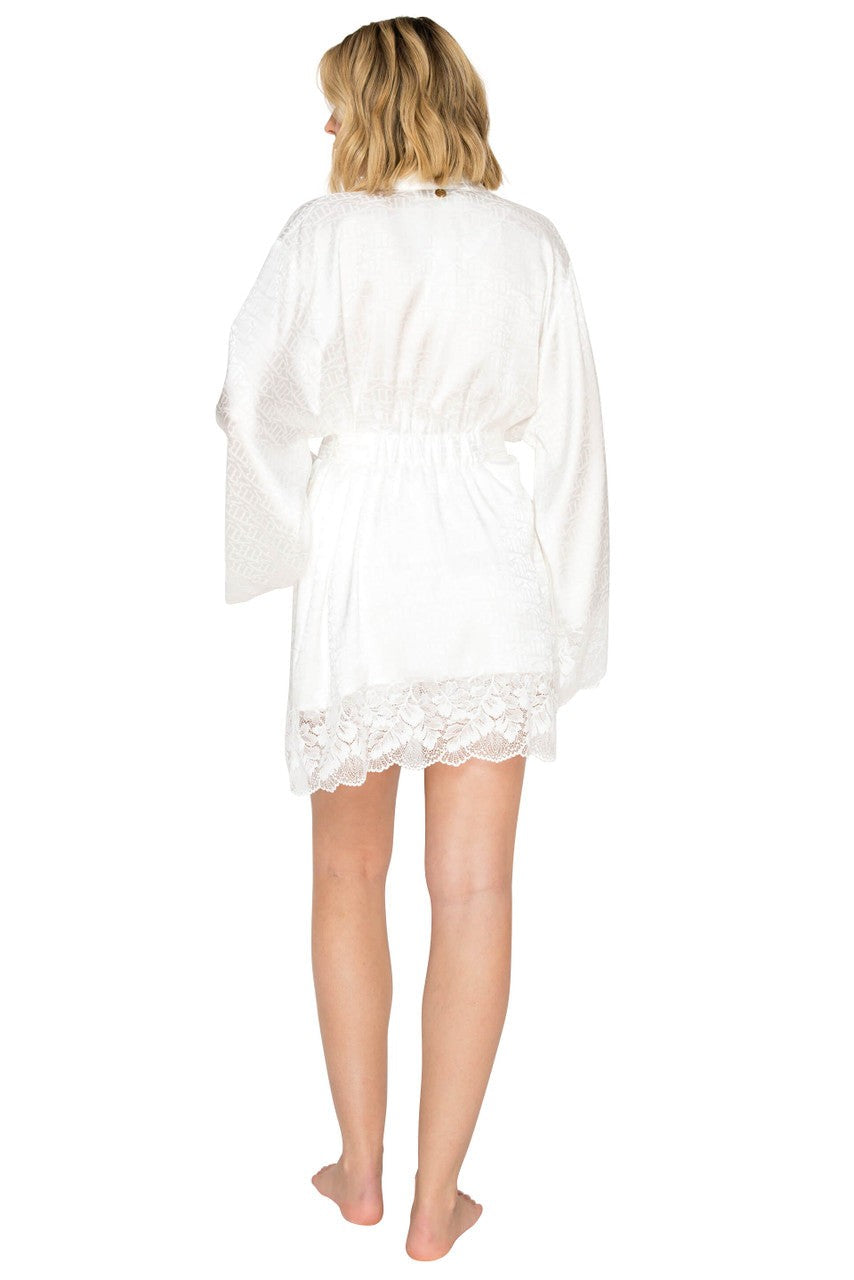 Luxe Monogram Jacquard & Sparkle Lace Wrap Robe