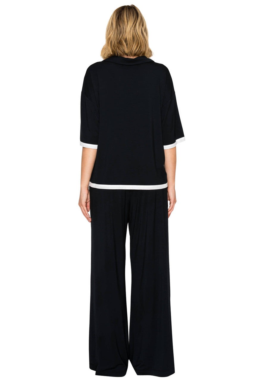 Yummy Modal Blend Short Sleeve & Wide Leg Pant Set