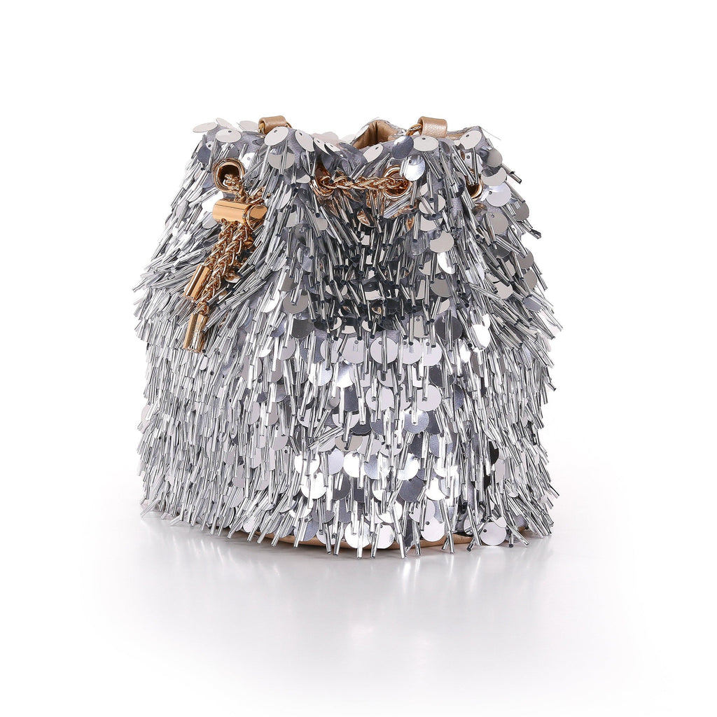 Piper Sequin and Bugle Bead Bucket Bag