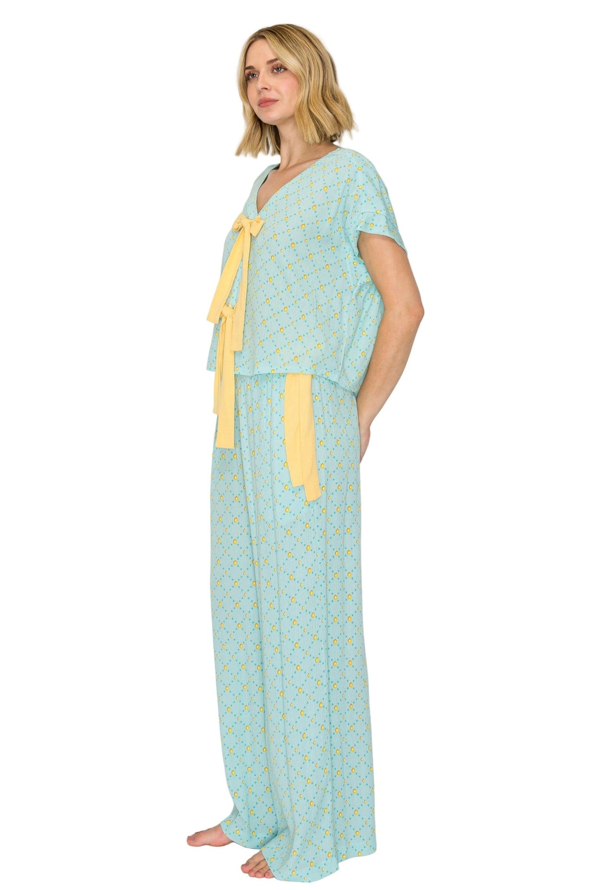 Luxe Crinkle Jersey Wide Leg Pajama Set