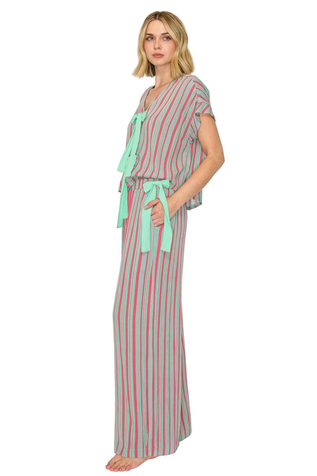 Luxe Crinkle Jersey Wide Leg Pajama Set