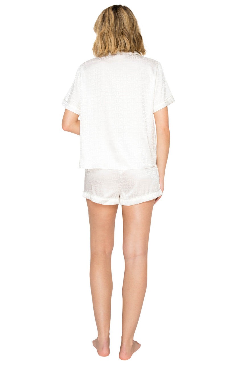 Luxe Monogram Jacquard Notched Collar Short Pajama Set