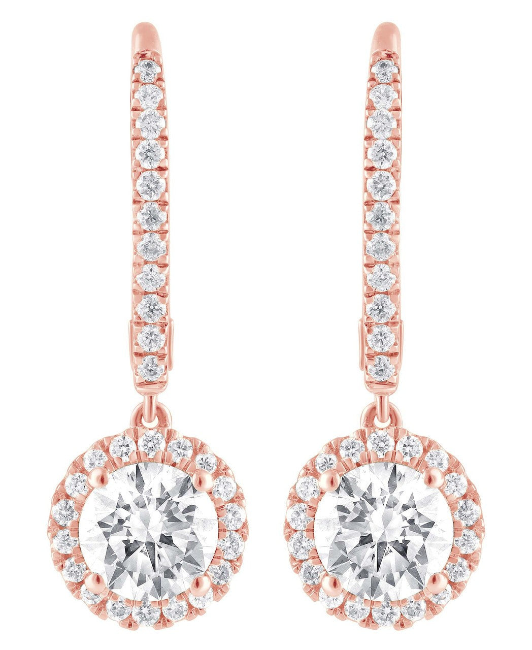 Diamond Halo Drop Earrings