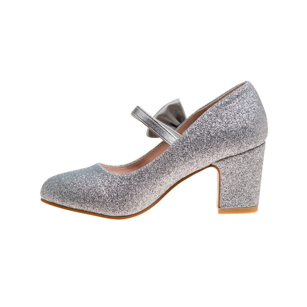 Girls' Glitter Block Heel Dress Shoes