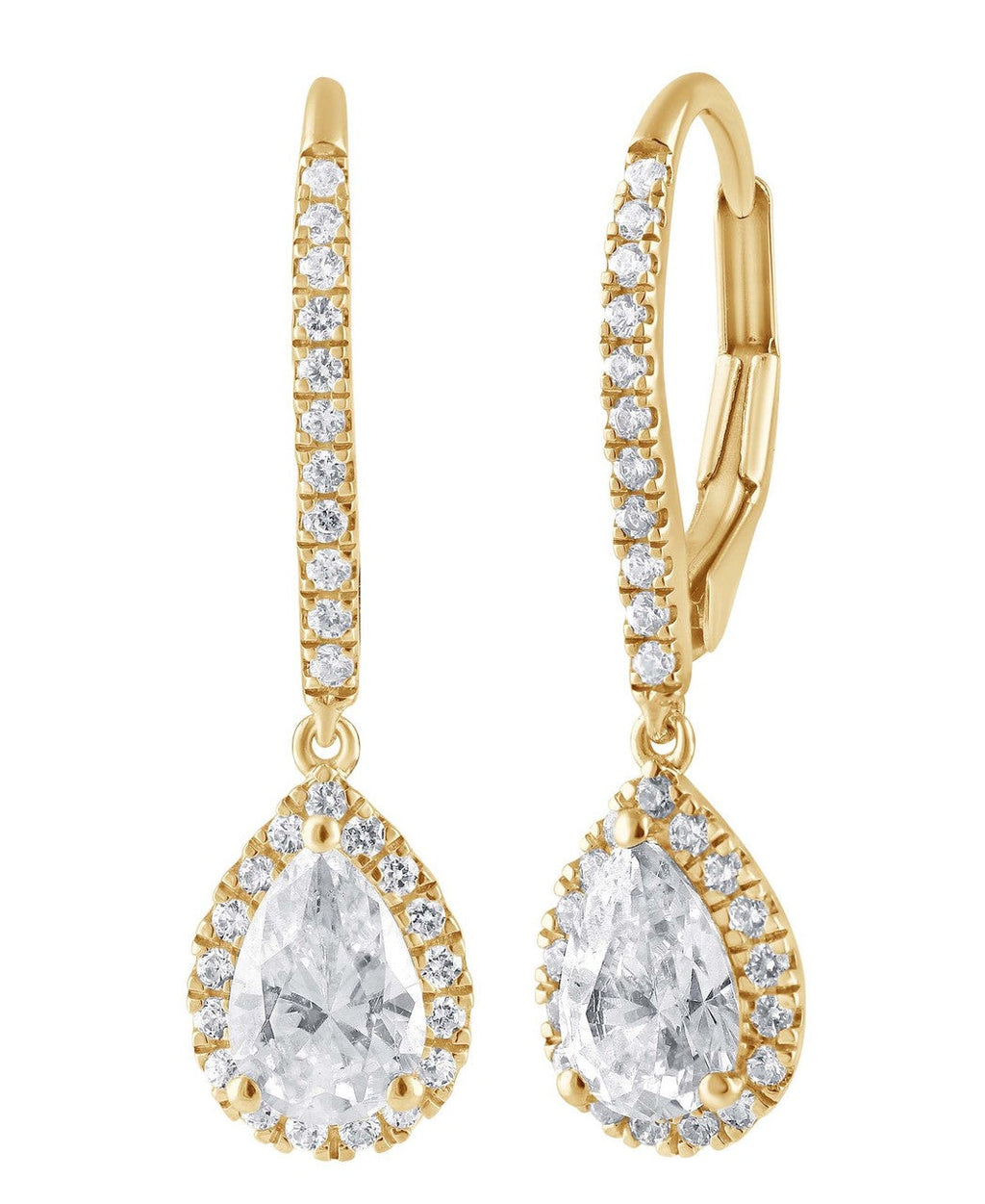 Diamond Halo Pear Drop Earrings
