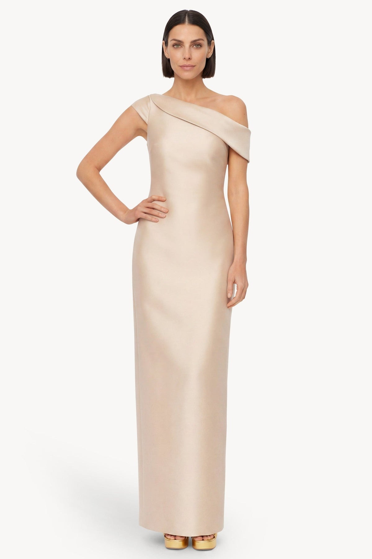 One-Shoulder Column Gown