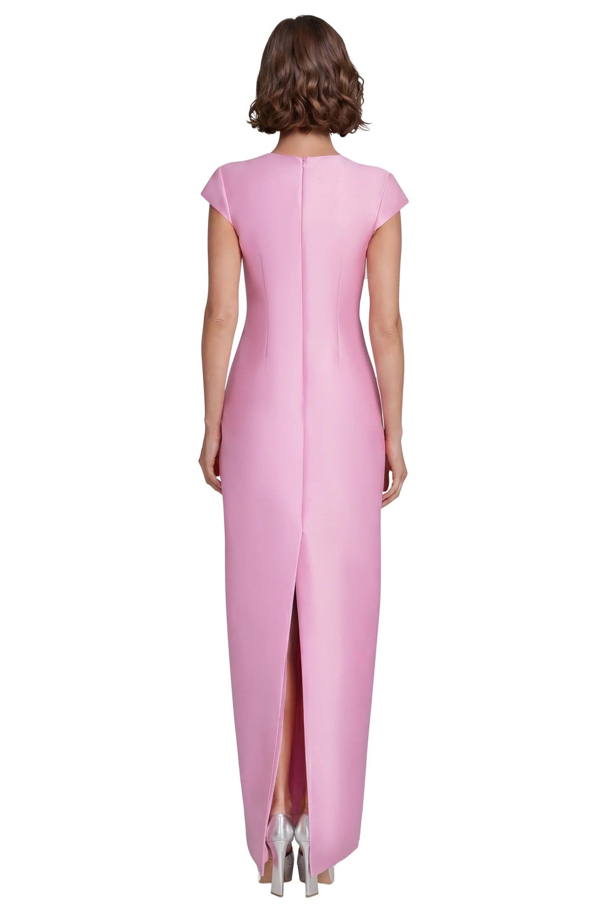 Cap Sleeve V-Neck Column Gown