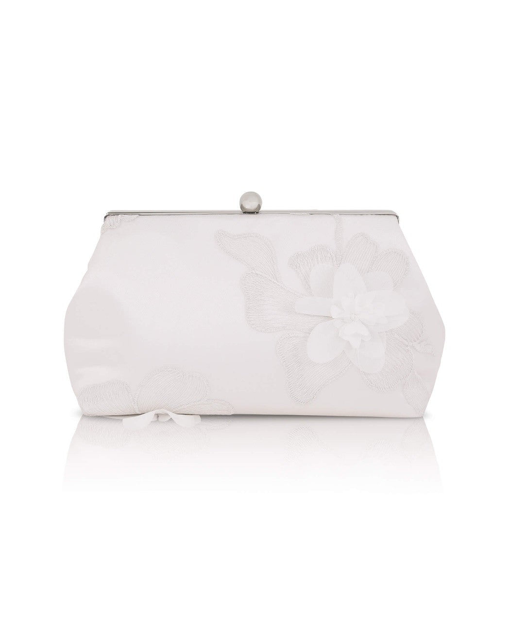 Lila Floral Applique Pouch Clutch