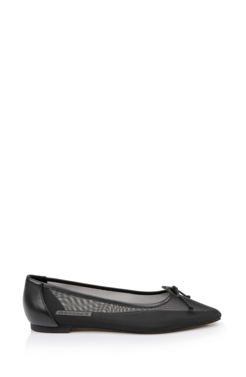 Cam Pointed Toe Leather Flats with Bow