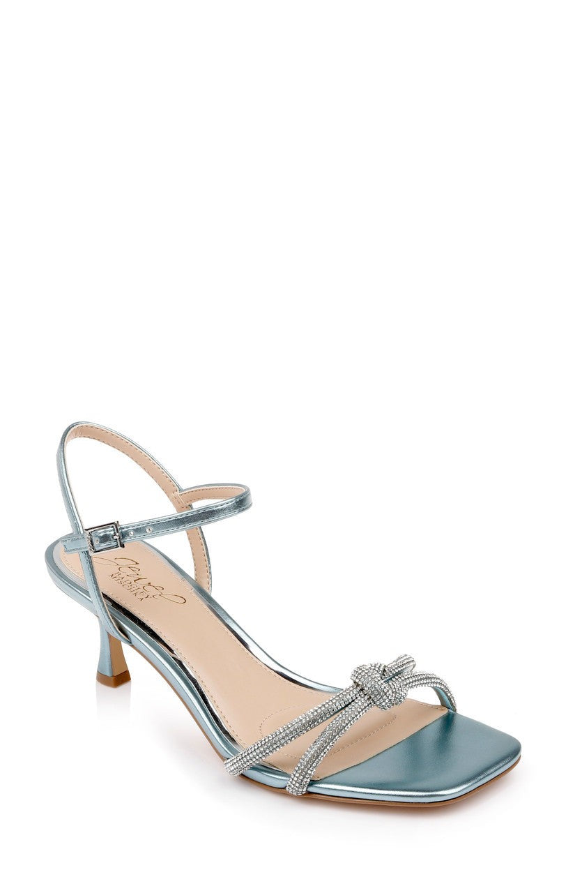Maci Metallic Sandal with Rhinestone Knot Detail