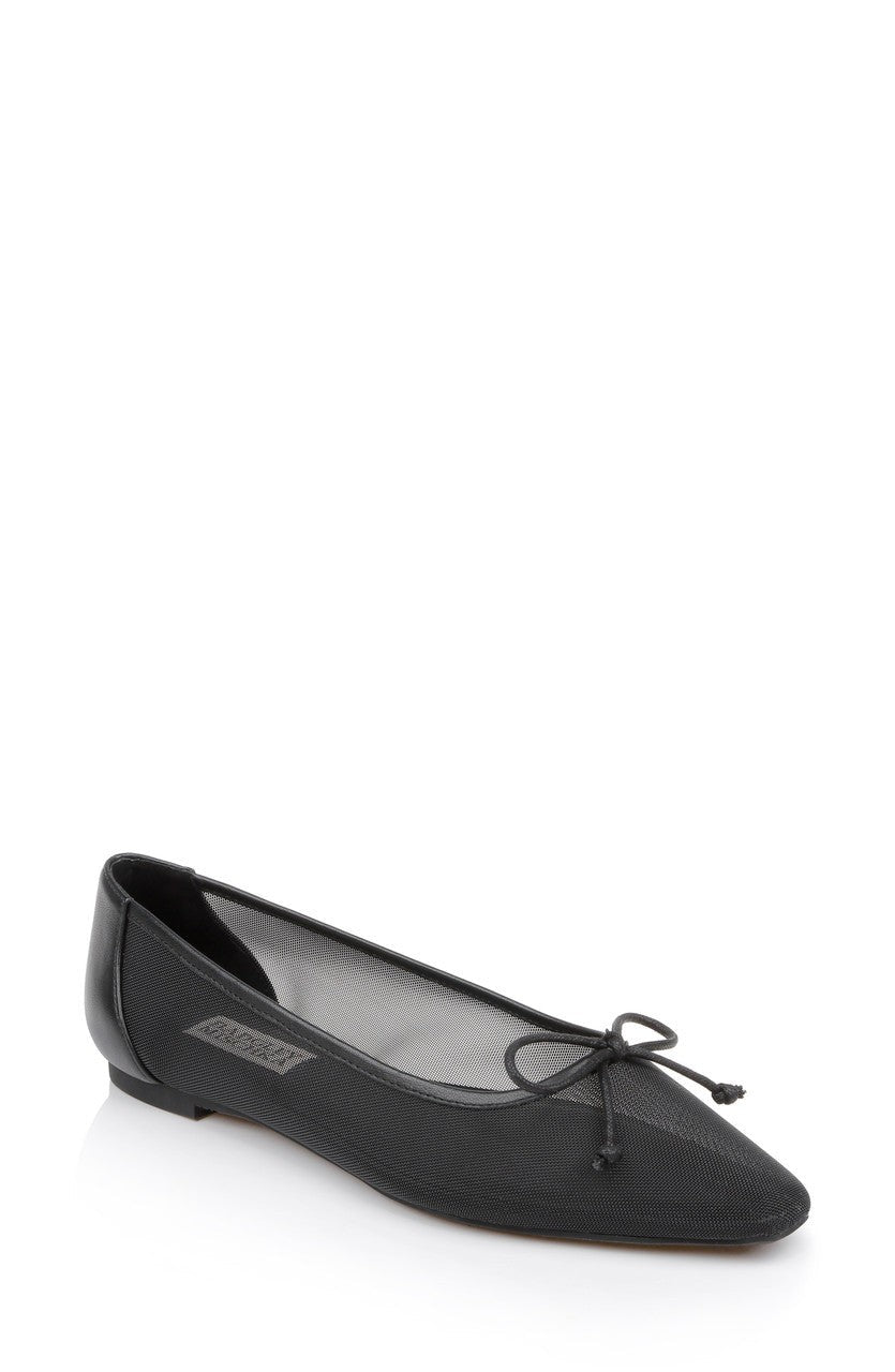 Cam Pointed Toe Leather Flats with Bow