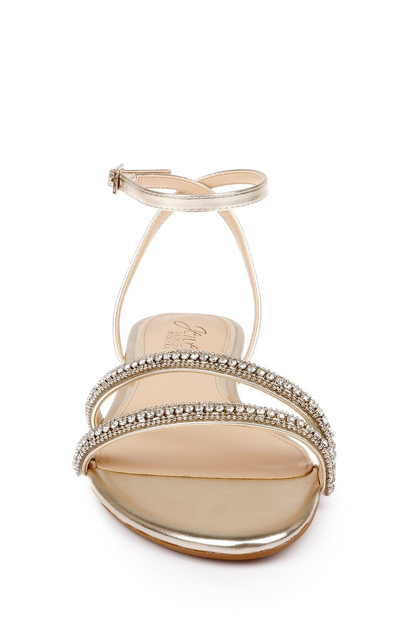 Roslyn Metallic Flat Sandal with Crystals