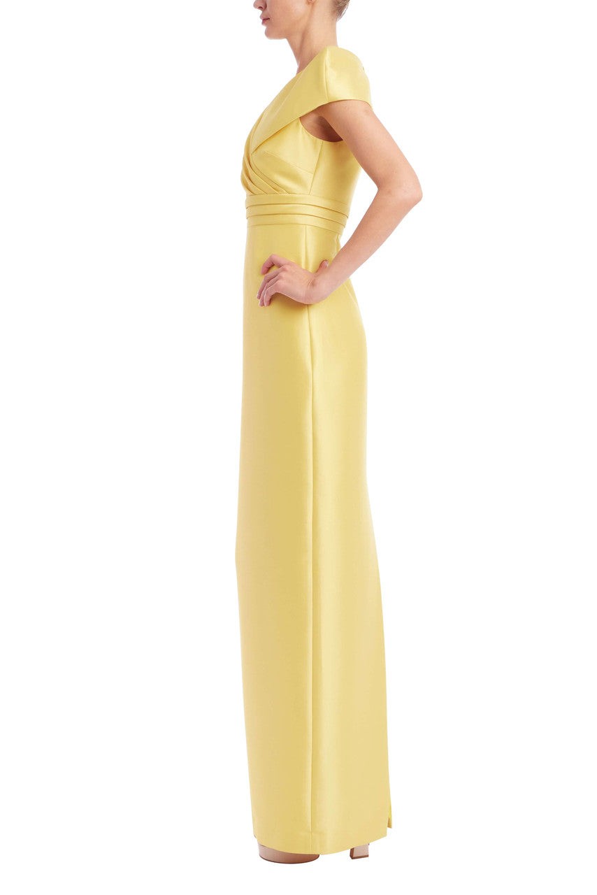 Faux Wrap Mikado Column Gown