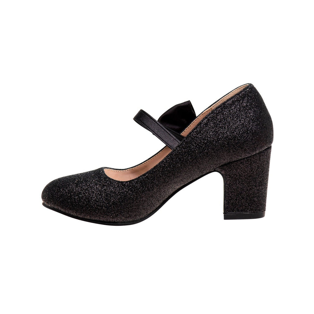 Girls' Glitter Block Heel Dress Shoes