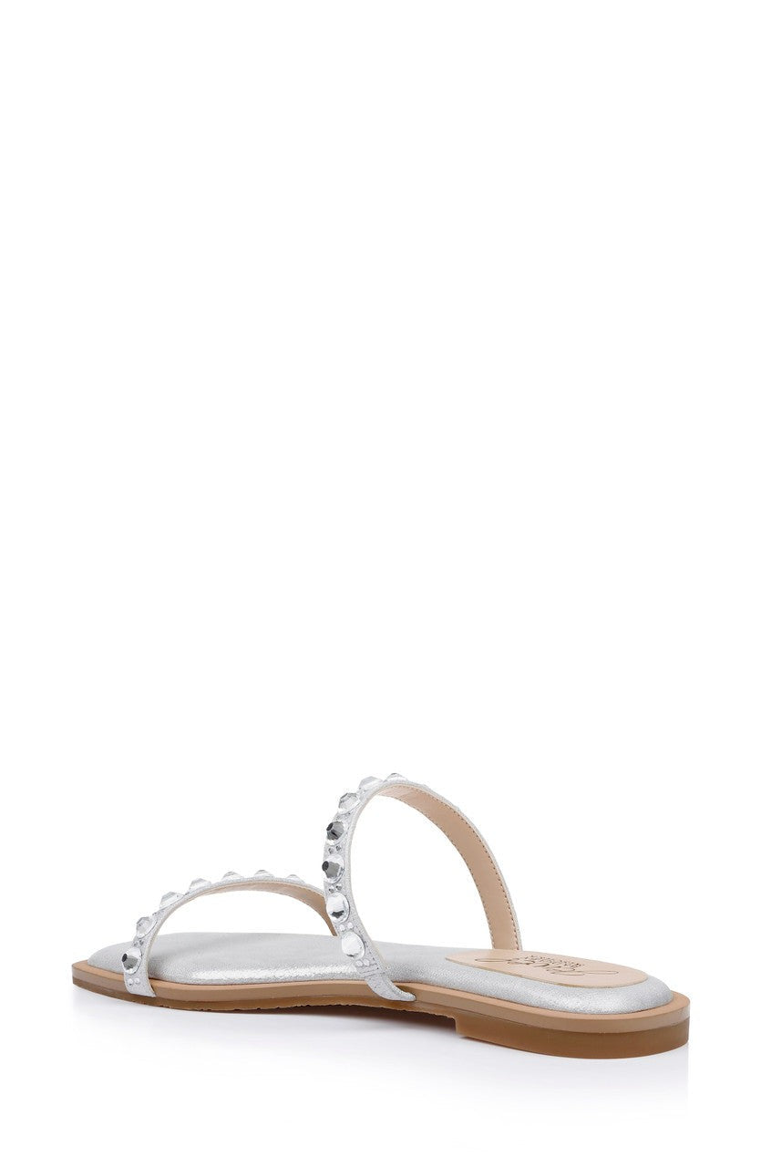 Honesty Flat Sandals with Gemstone-Studded Straps