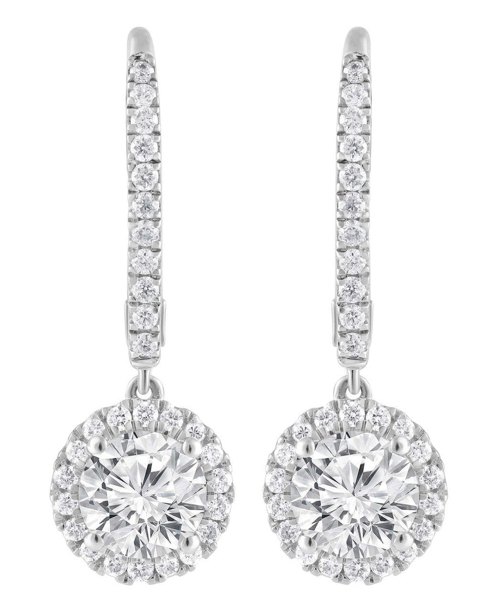 Diamond Halo Drop Earrings