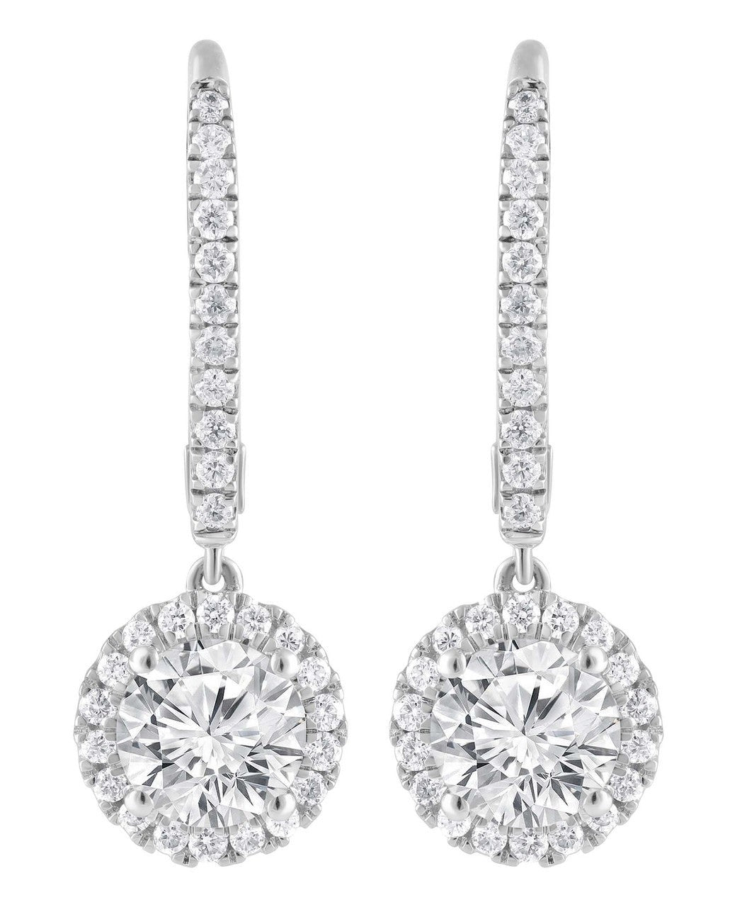 Diamond Halo Drop Earrings