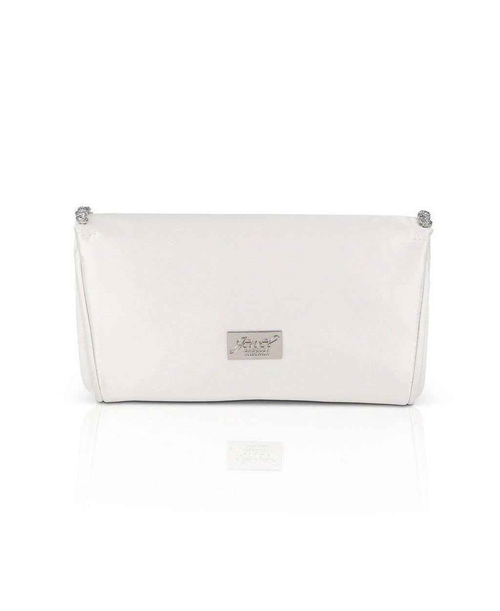 Talia Satin Double Flap Clutch with Crystal Trim