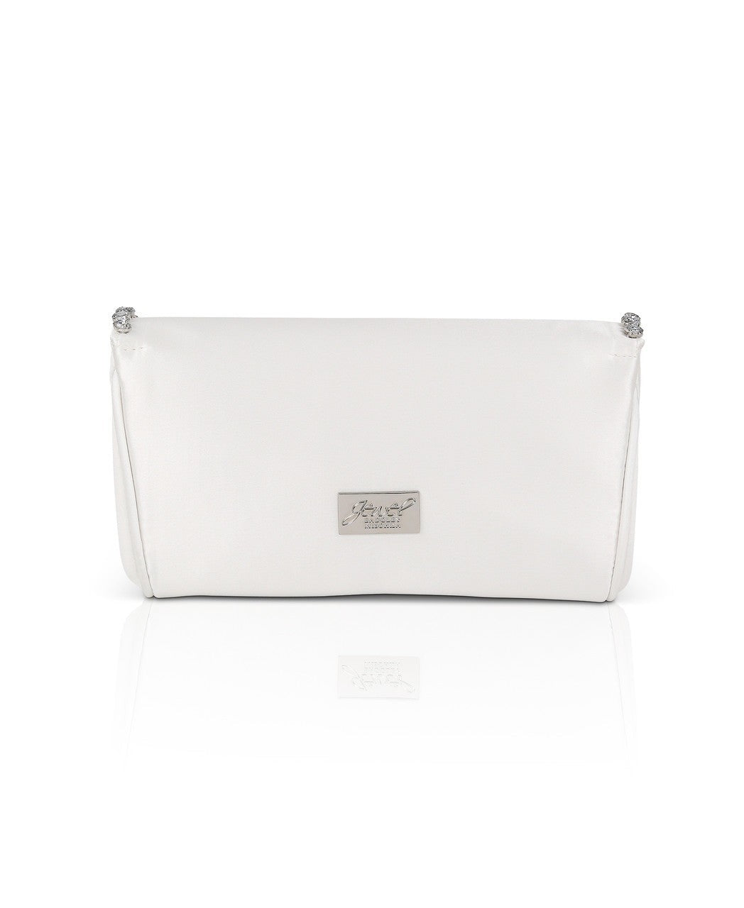 Talia Satin Double Flap Clutch with Crystal Trim