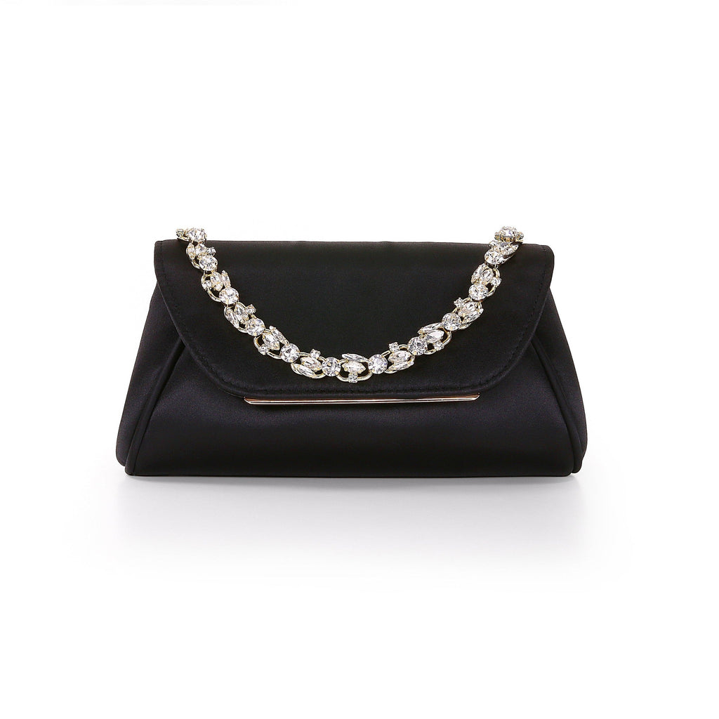 Seraphina Satin Clutch with Crystal Necklace Handslip
