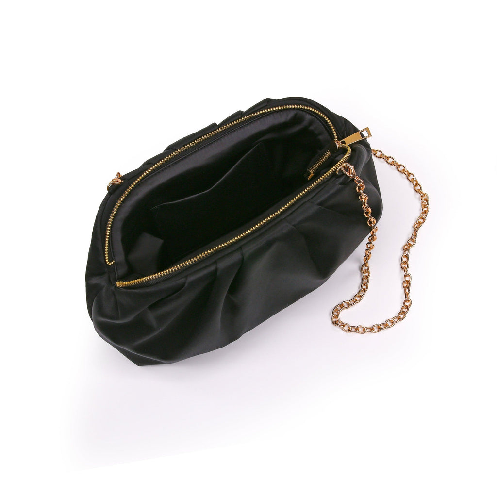 Audrey Silk Satin Zipper Top Pouch Clutch