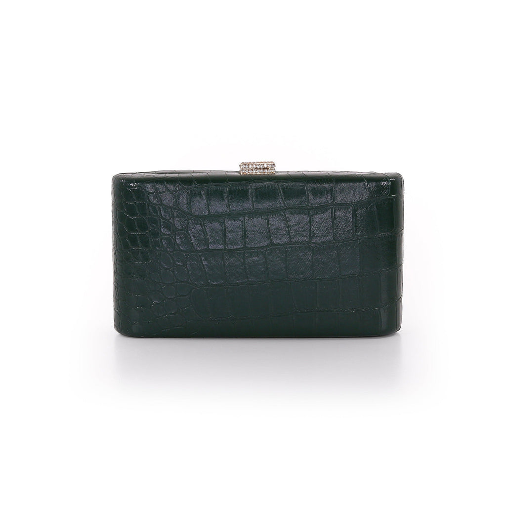 Cleo Croc Embossed Leather Minaudiere