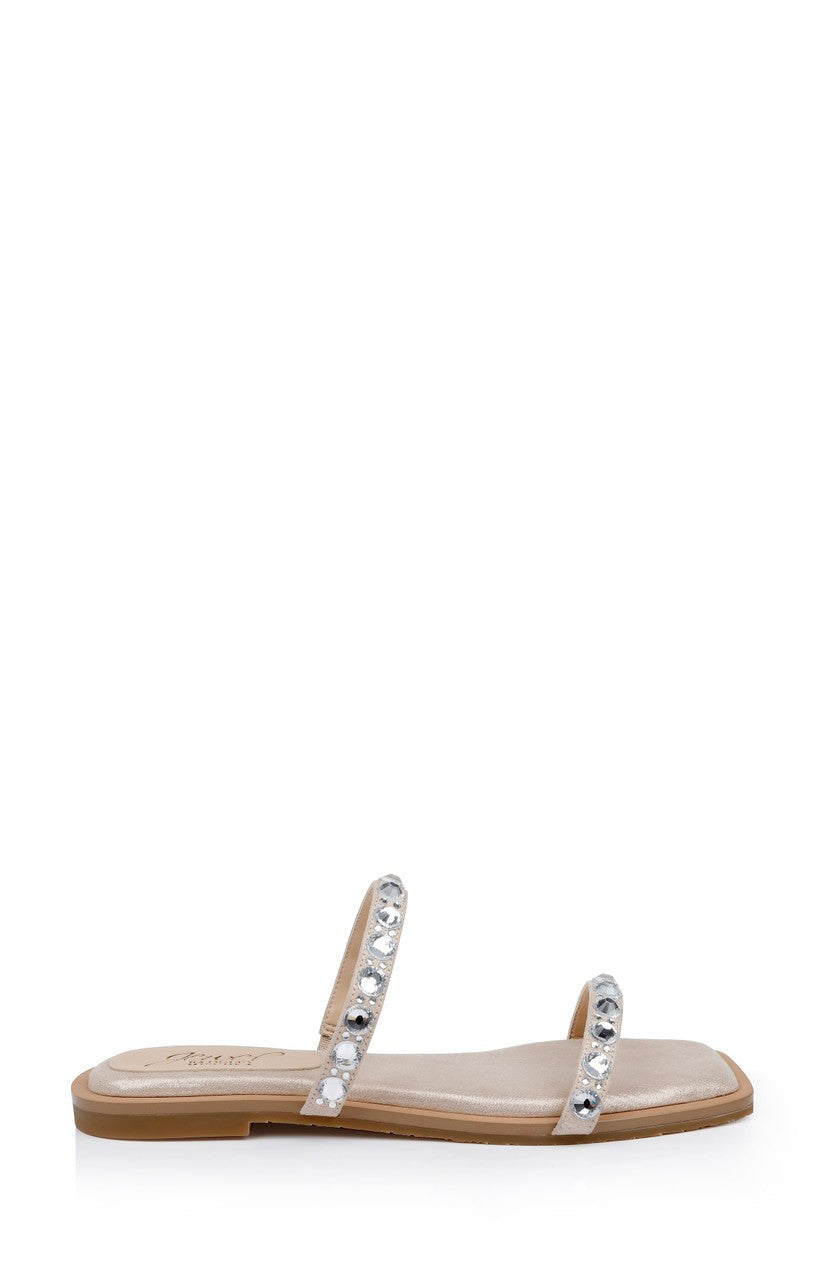Honesty Flat Sandals with Gemstone-Studded Straps