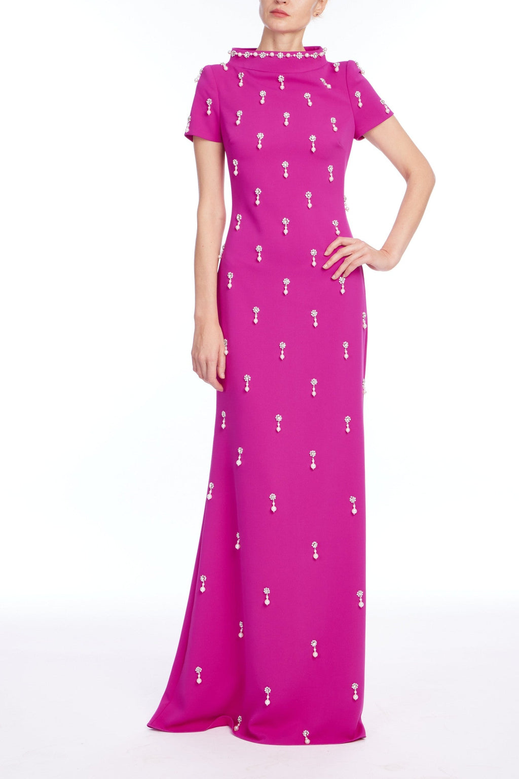 Cap Sleeve Beaded Gown