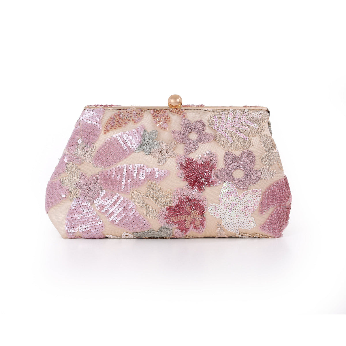 Elara Floral Sequin Pouch Clutch