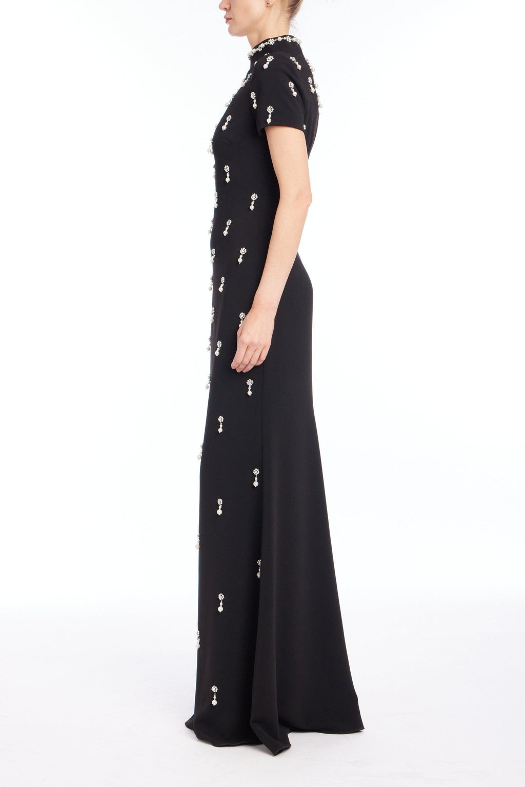 Cap Sleeve Beaded Gown