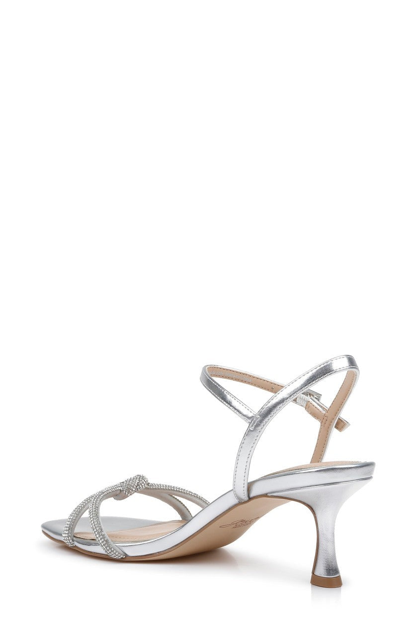 Maci Metallic Sandal with Rhinestone Knot Detail