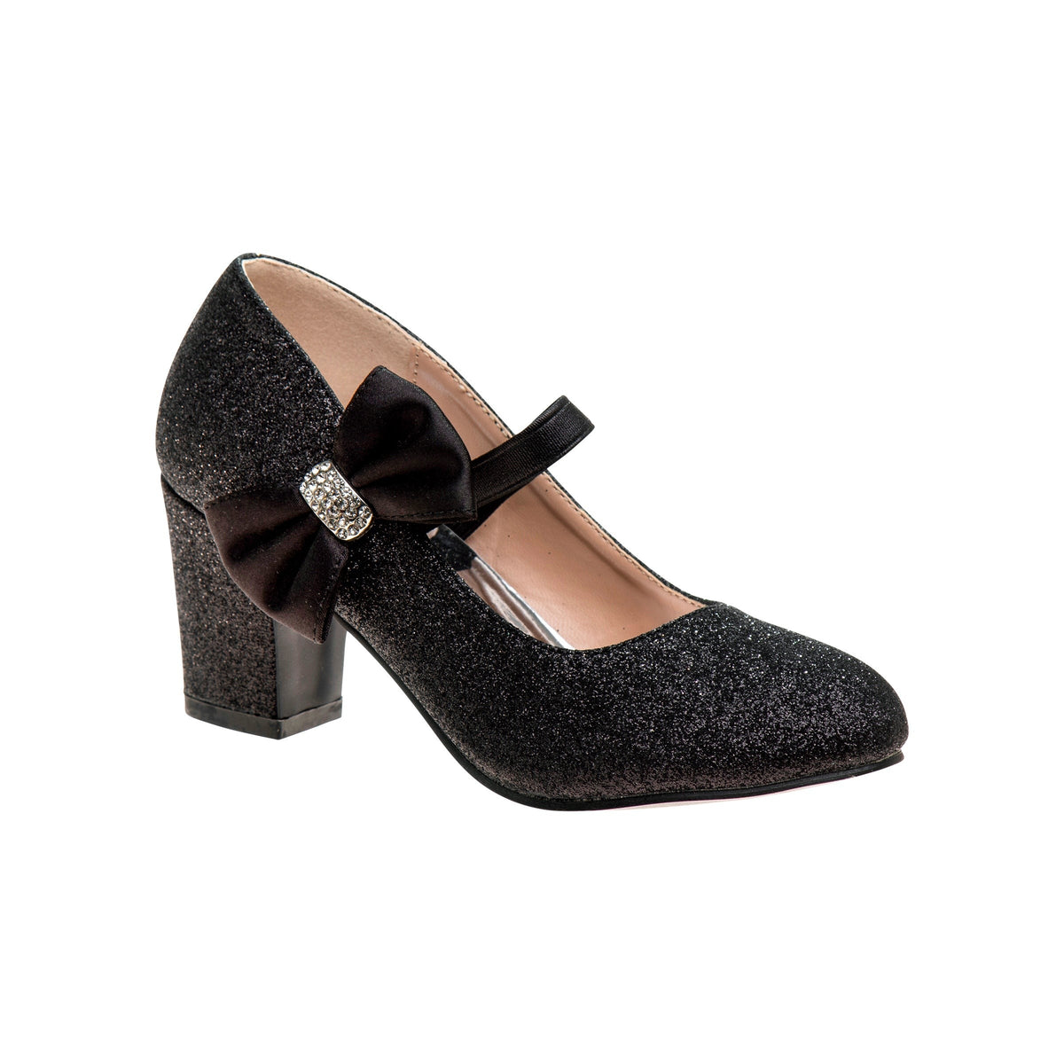 Girls' Glitter Block Heel Dress Shoes
