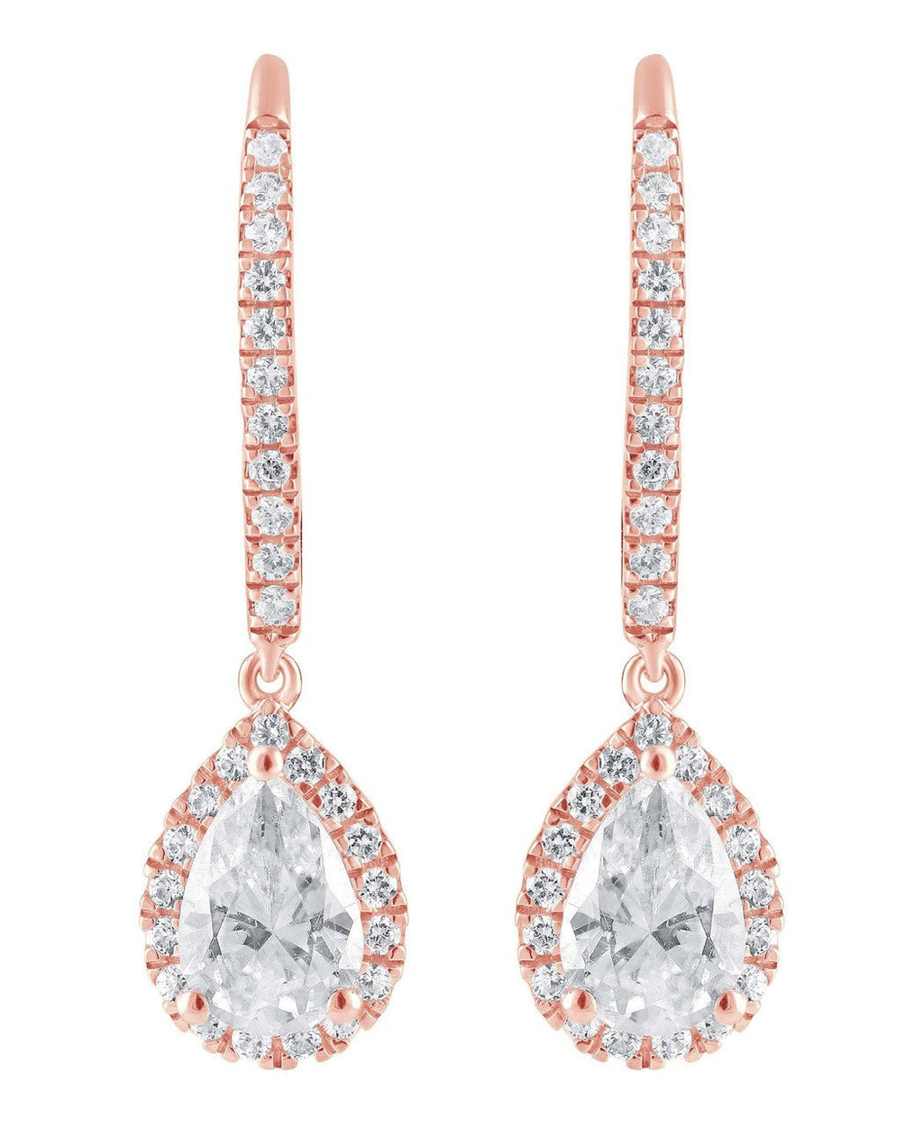 Diamond Halo Pear Drop Earrings
