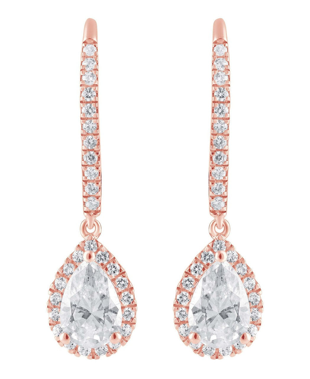 Diamond Halo Pear Drop Earrings
