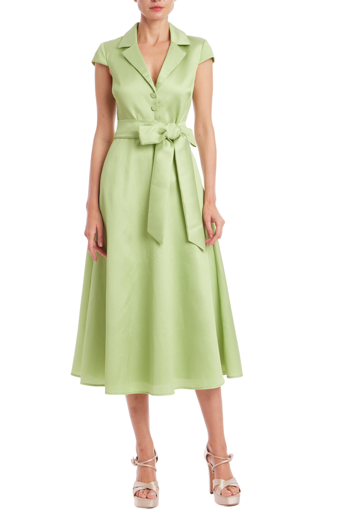 Cap Sleeve Belted Shirt Dress