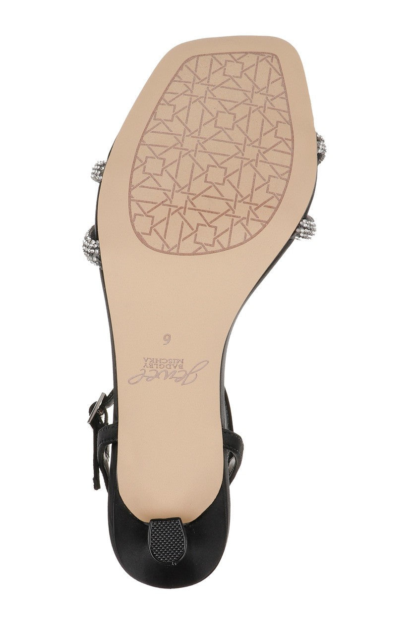 Maci Metallic Sandal with Rhinestone Knot Detail