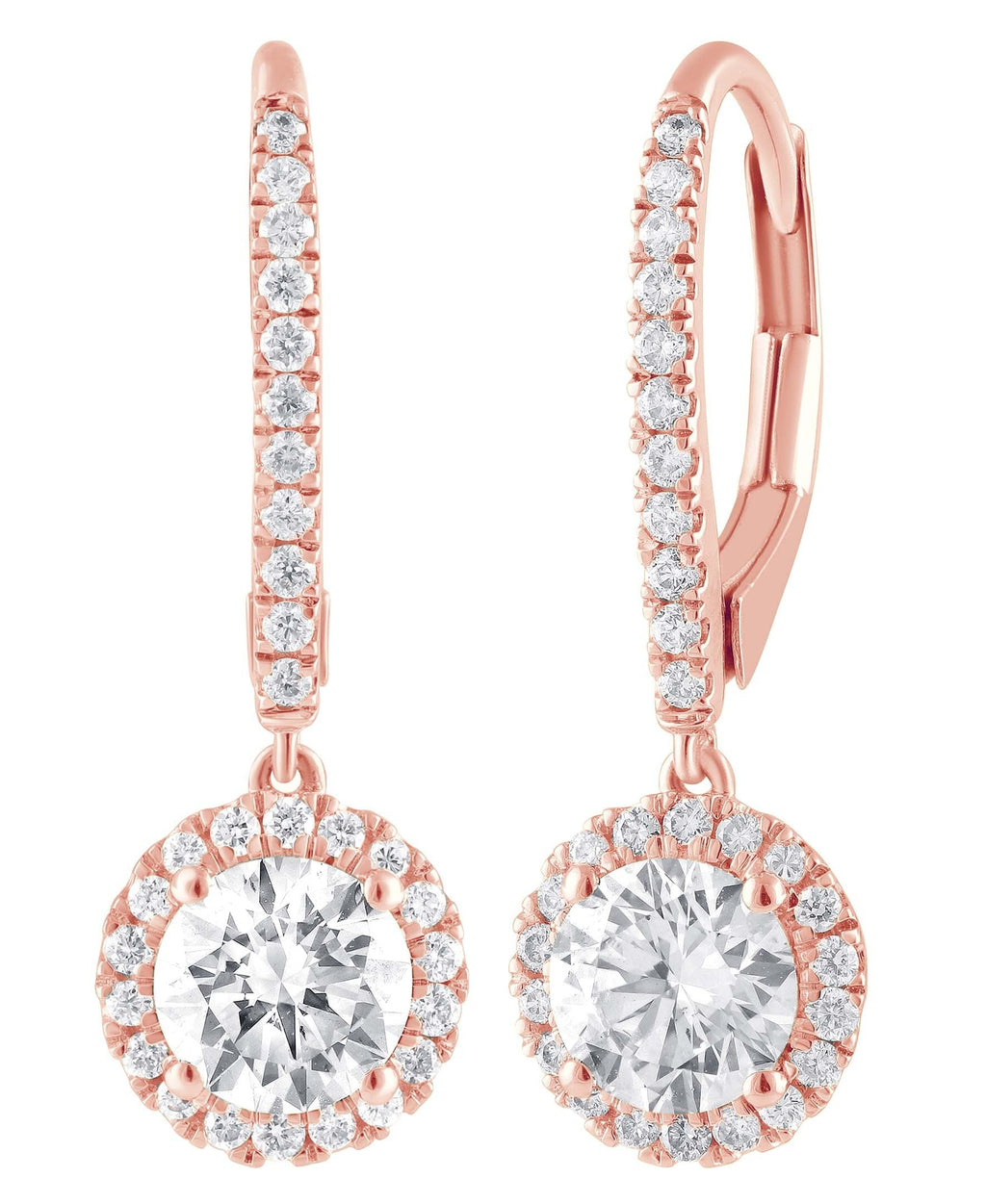 Diamond Halo Drop Earrings