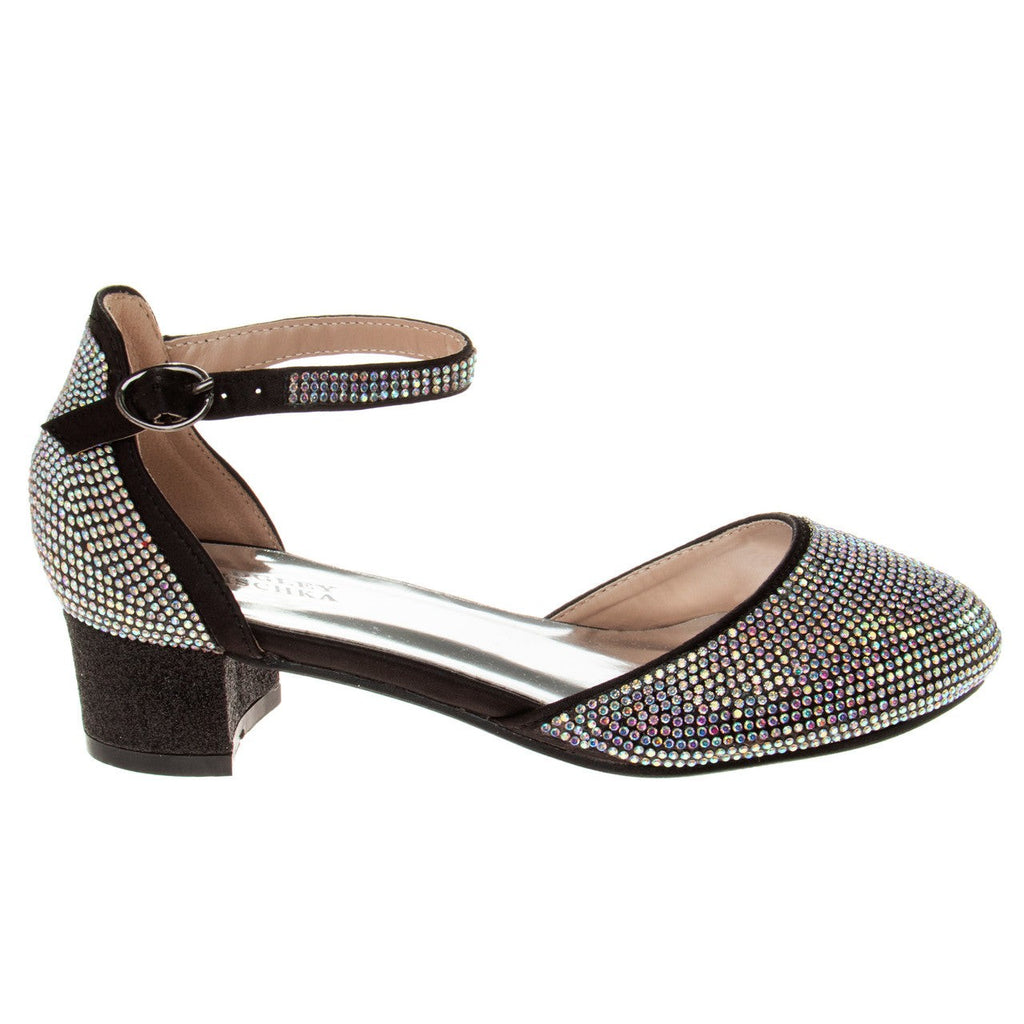Girls’ Studded Block Heeled 2-Piece Dress Shoe