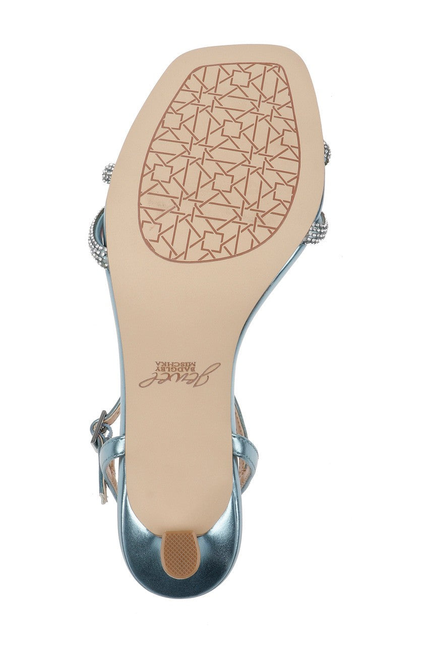 Maci Metallic Sandal with Rhinestone Knot Detail