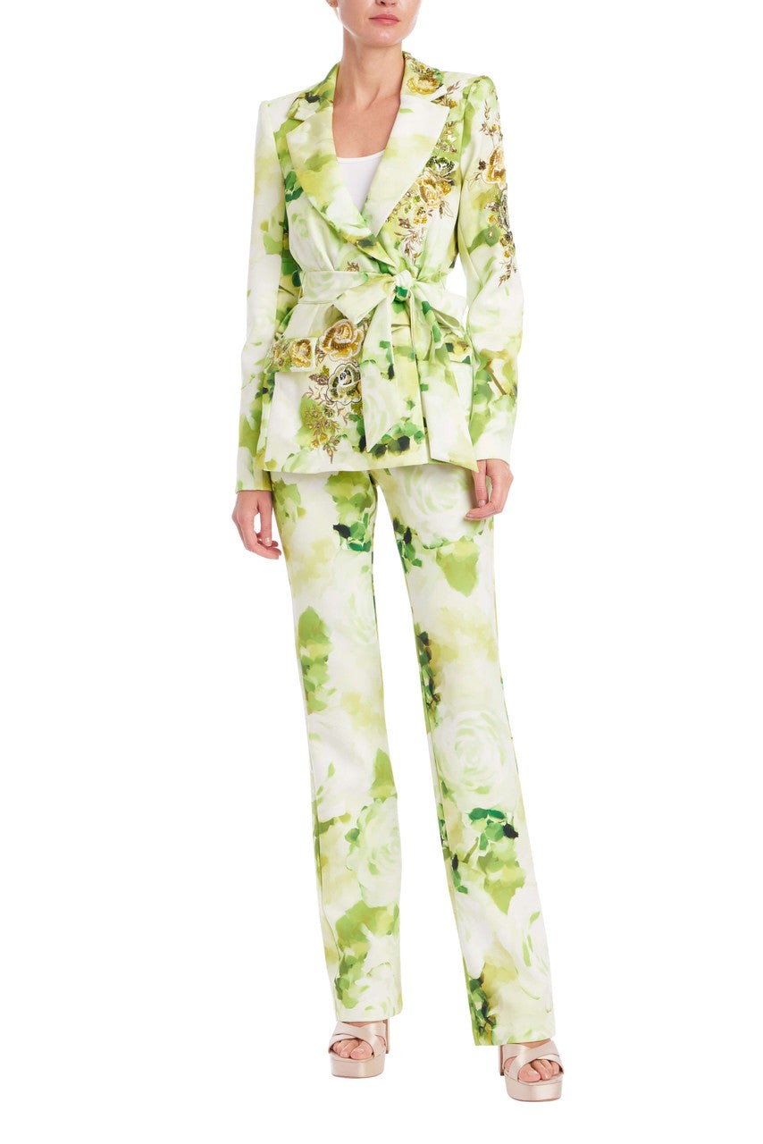 Beaded Floral Tie-Waist Jacket