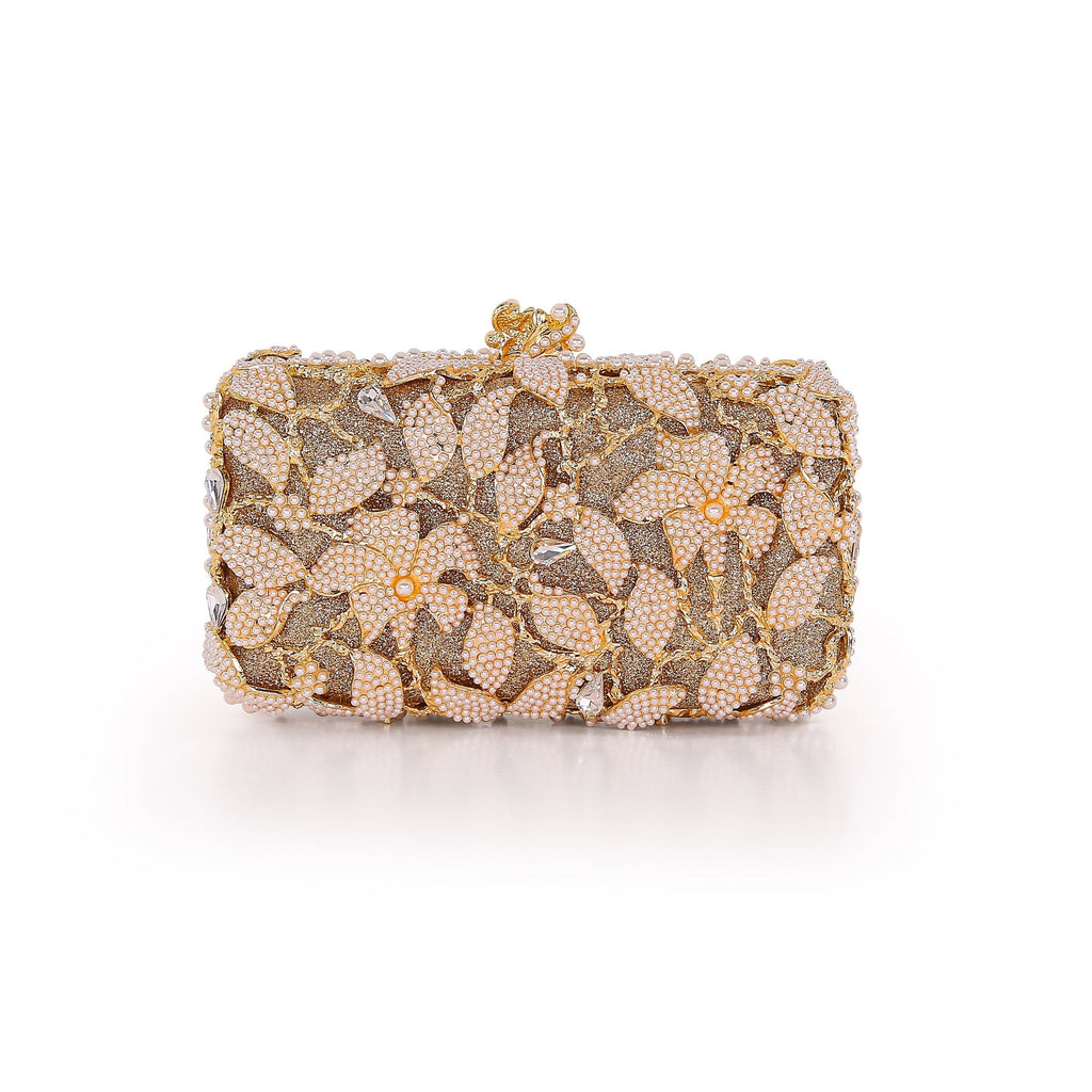 Adelaide Floral Vine Pearl and Crystal Beaded Minaudiere